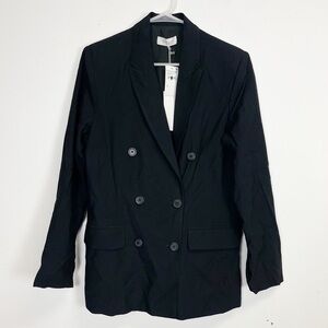 WAYF Blazer Jacket Womens Size Large Black Double Breasted NWT NEW